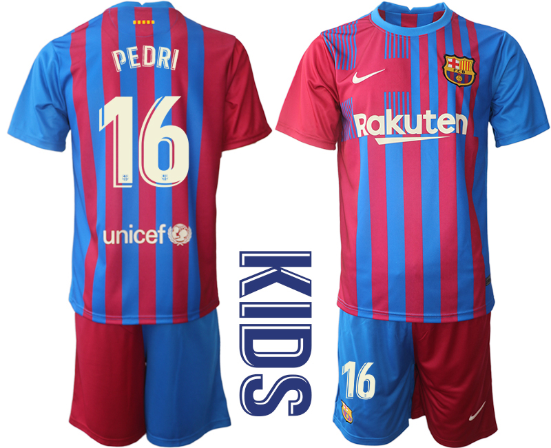 Youth 2021-2022 Club Barcelona home red #16 Nike Soccer Jersey->customized soccer jersey->Custom Jersey